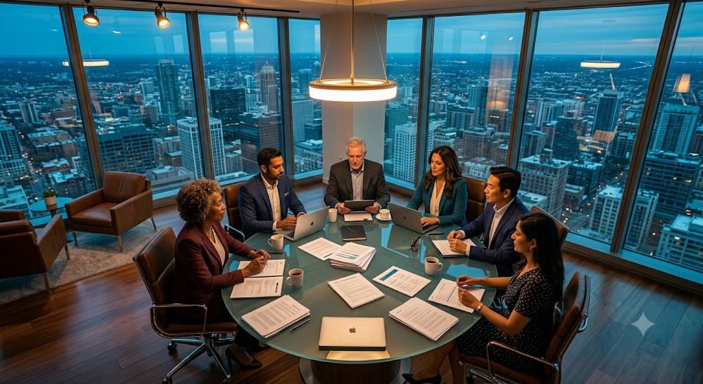 A leadership team at work